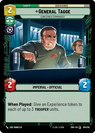 General Tagge, Concerned Commander