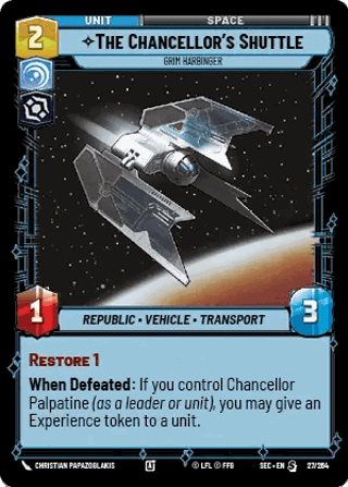 The Chancellor's Shuttle, Grim Harbinger