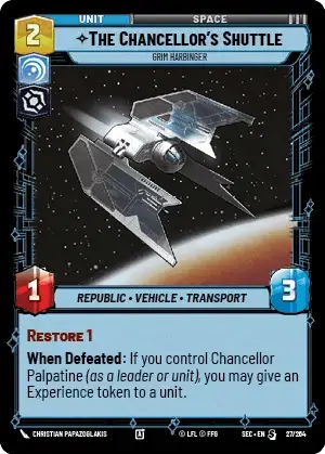The Chancellor's Shuttle, Grim Harbinger