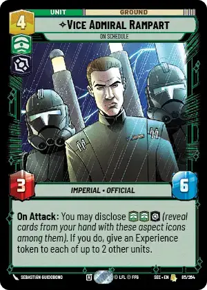 Vice Admiral Rampart, On Schedule