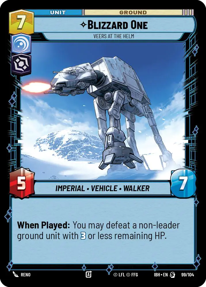 Blizzard One, Veers At The Helm