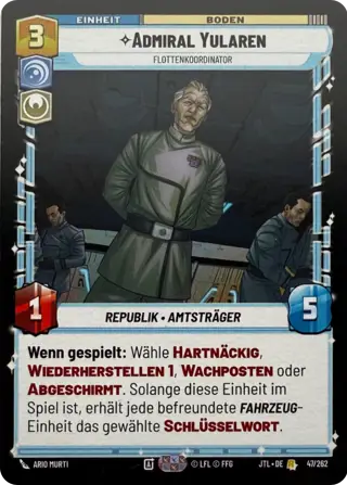 Admiral Yularen, Fleet Coordinator