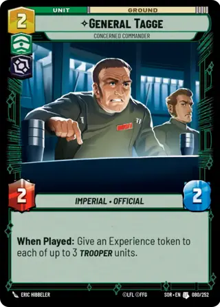 General Tagge, Concerned Commander