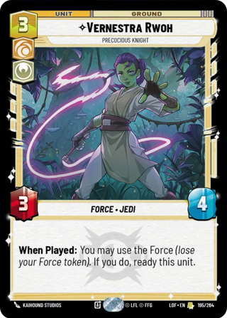 Vernestra Rwoh, Precocious Knight