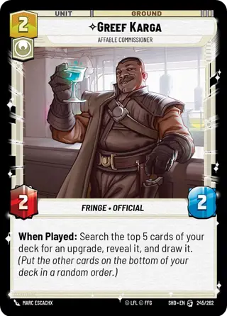 Greef Karga, Affadable Commissioner