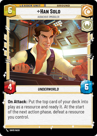 Han Solo Audacious Smuggler Leader Unit Card