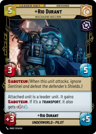Rio Durant, Wisecracking Wheelman Unit