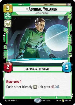 Admiral Yularen, Advising Caution